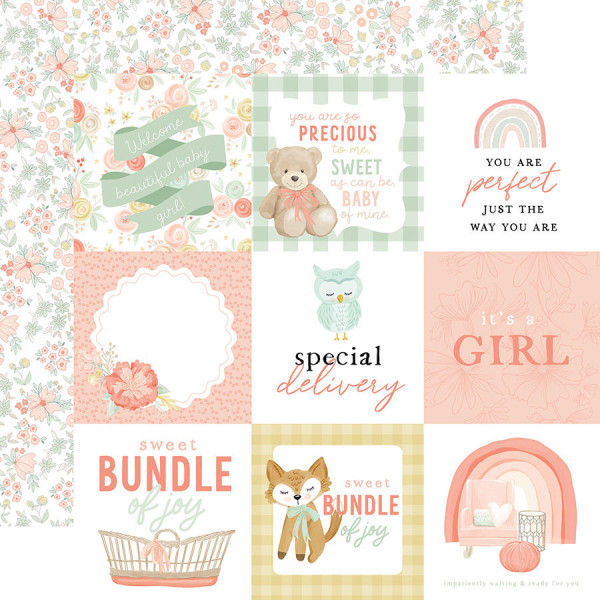 It's A Girl Papier imprimé 4x4 Journaling Cards