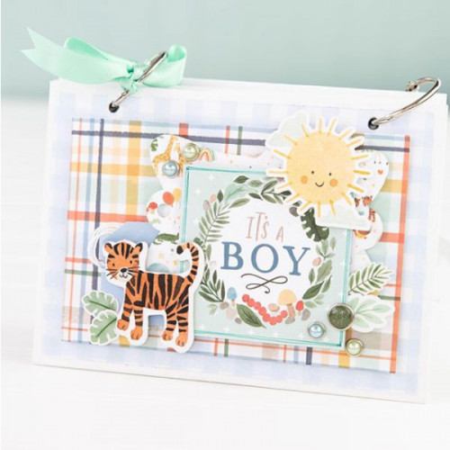 Welcome Baby Boy Papier uni orange et menthe