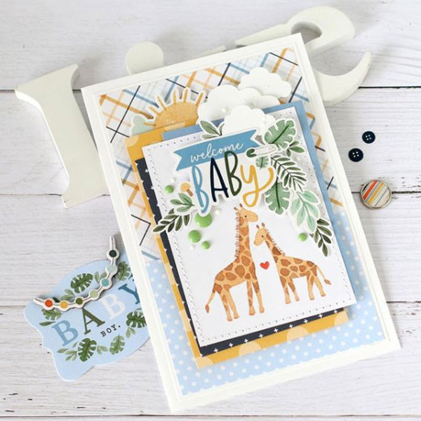 Welcome Baby Boy Papier imprimé Milestone Journaling Cards