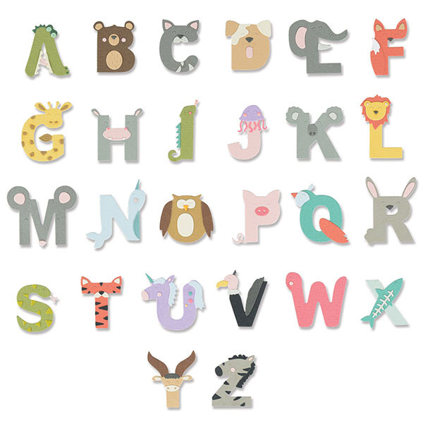 Thinlits Die set Alphabet animaux - 26 pcs