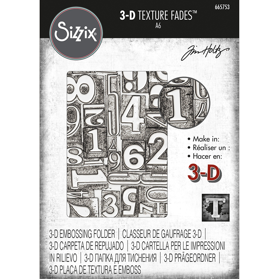 3-D TEXTURE FADES EMBOSSING FOLDER NUMBERED BY TIM