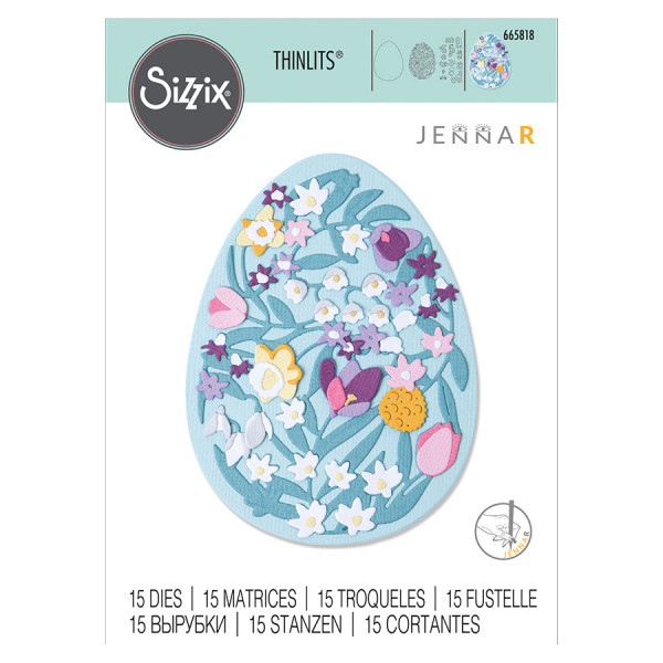 Thinlits Die set Œuf de Pâques floral par Jenna Rushforth 15 pcs