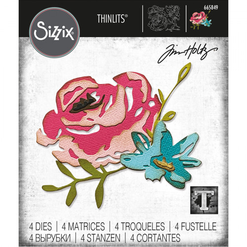 Thinlits Die Fleurs au pinceau #4 par Tim Holtz 4 pcs