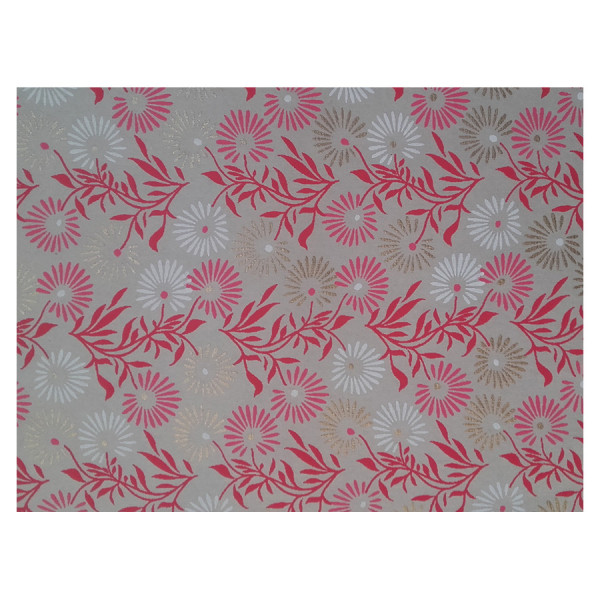 Papier indien 50 x 70 cm 120 g/m² Fluide rose Blanc & Or