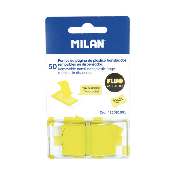 Marque-Pages Transparents avec Distributeur 50 pcs Jaune Fluo