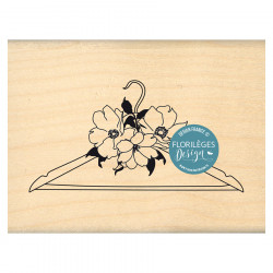 Tampon bois Cintre fleuri 6 x 8 cm