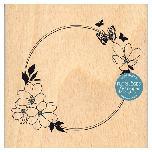 Tampon Bois Florilèges Design Beige 10x15 Cm - Collection Herbarium Pour Scrapbooking Et Carterie