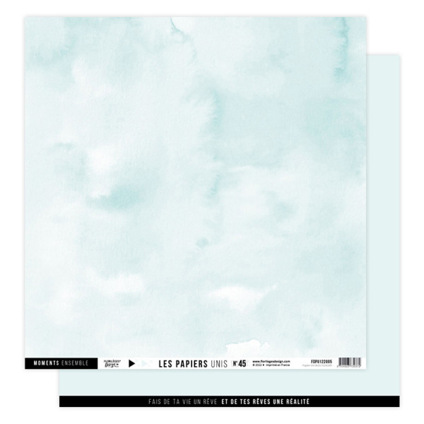 Papier uni Bleu glacier 30.5 x 30.5 cm