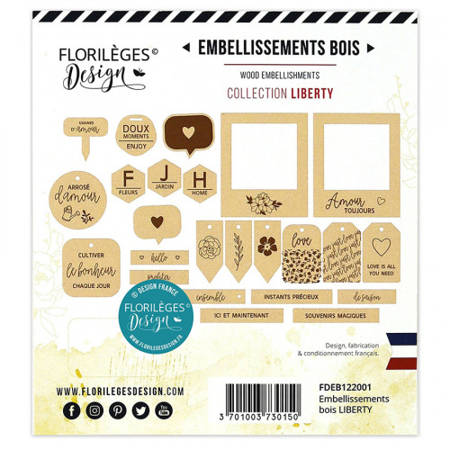 Embellissements bois Liberty 24 pcs