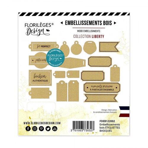 Embellissements bois Étiquettes basiques Liberty 21 pcs