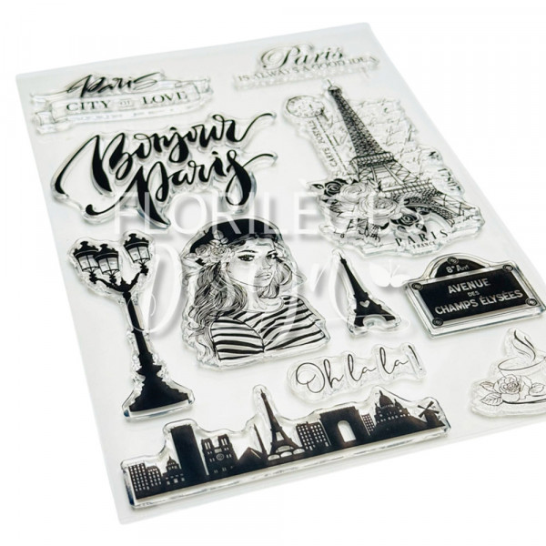 Tampons transparents Bonjour Paris 11 pcs