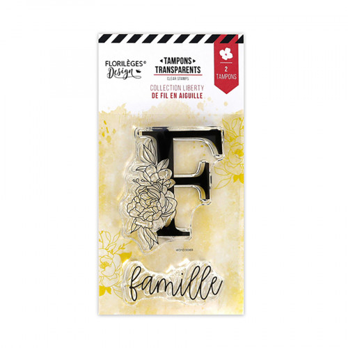 Tampon transparent Lettre F fleurie