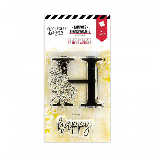 Tampon transparent Lettre H fleurie