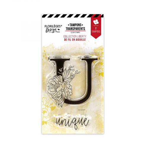 Tampon transparent Lettre U fleurie