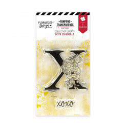 Tampon transparent Lettre X fleurie