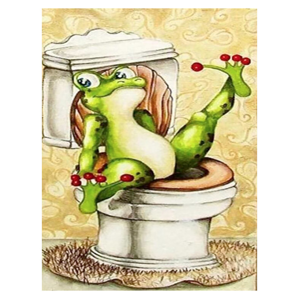 Broderie Diamant 40 x 50 cm La Grenouille aux Toilettes