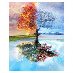 Broderie Diamant 40 x 50 cm Arbre 4 saisons Classique