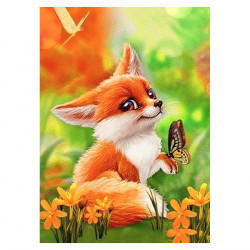 Broderie Diamant 40 x 50 cm Petit Renard et Papillon