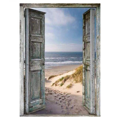 Broderie Diamant 40 x 50 cm Porte ouverte sur la Plage