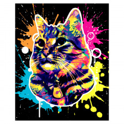 Broderie Diamant 40 x 50 cm Chat Splash Pop Art