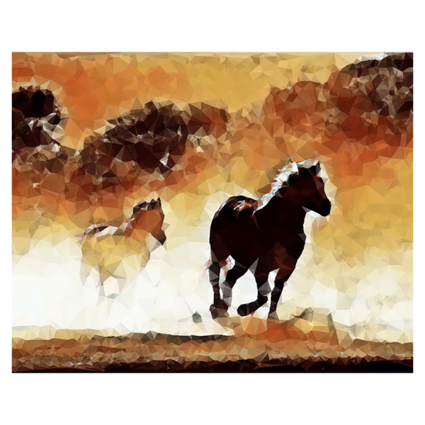 Broderie Diamant 40 x 50 cm Chevaux en action