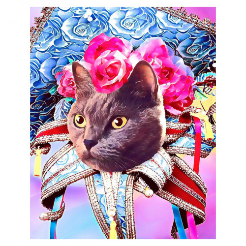Broderie Diamant 40 x 50 cm Chat Mardigras