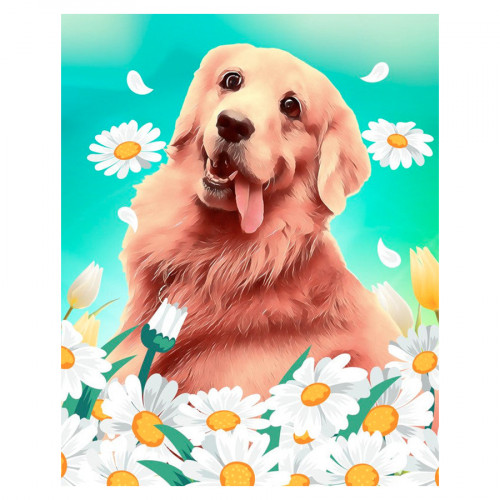 Broderie Diamant 40 x 50 cm Golden Retriever