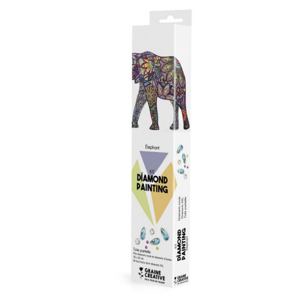 Diamond Painting Kit Eléphant 30 x 30 cm