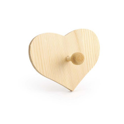 Patère en bois en forme de cœur -  15 x 12 cm
