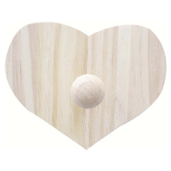 Patère en bois en forme de cœur -  15 x 12 cm