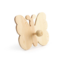 Patère en bois motif papillon - 14 x 13 cm