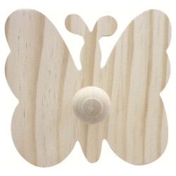 Patère en bois motif papillon - 14 x 13 cm