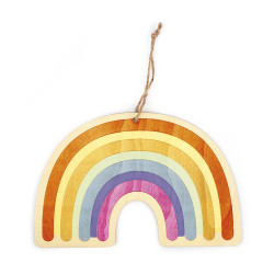 Suspension arc-en-ciel en bois - 25 x 16 cm