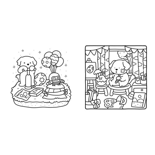 Coloriages mignons et cosy - Adorable petit monde
