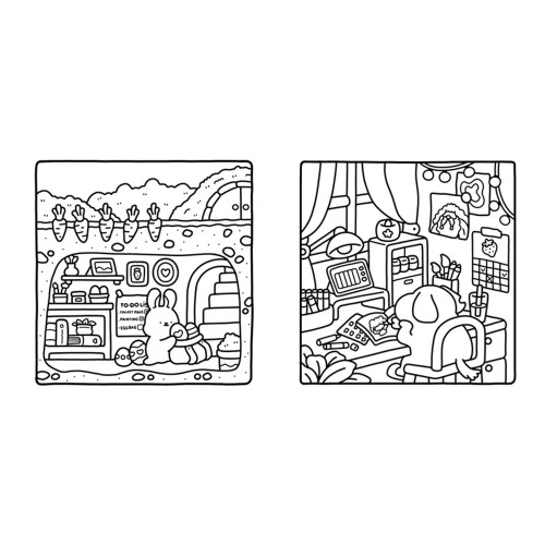 Coloriages mignons et cosy - Adorable petit monde