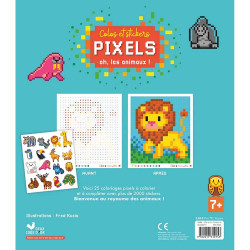 Album Colos et stickers pixels Oh, les animaux ! - Deux Coqs d'or