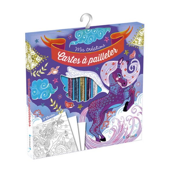 Pochette Mes Créations : Cartes à pailleter Chevaux magiques