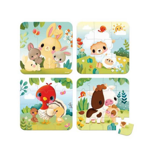 Puzzles Evolutifs animaux de la ferme x 4