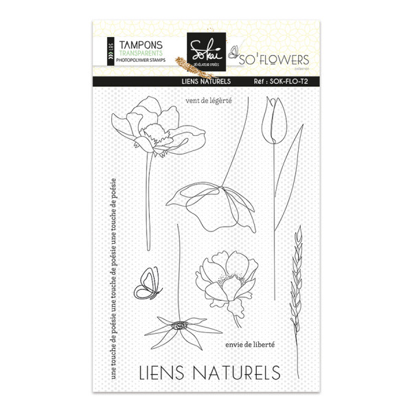Tampon transparent SO' Flowers Liens Naturels 11 pcs