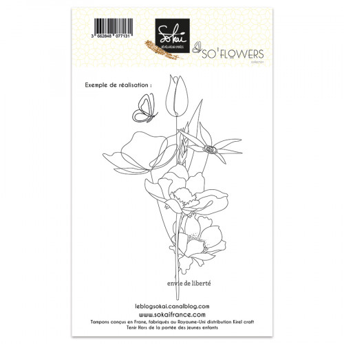 Tampon transparent SO' Flowers Liens Naturels 11 pcs