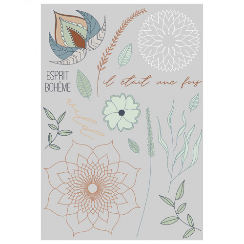 Boho spirit Rub-ons 3 feuilles