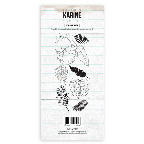 Tampon transparent Sable d'or Feuilles d'été 10 pcs