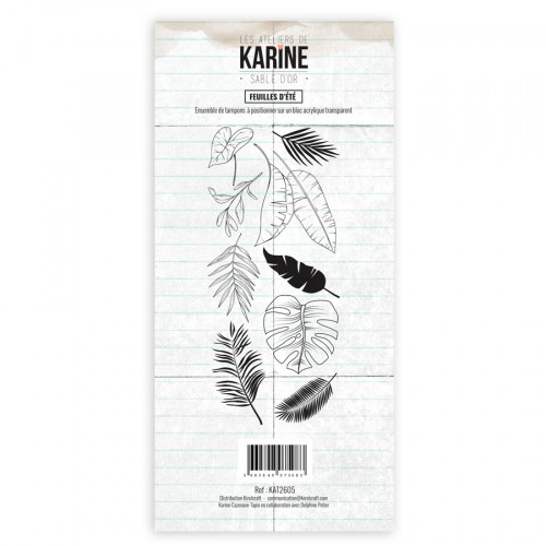 Tampon transparent Sable d'or Feuilles d'été 10 pcs