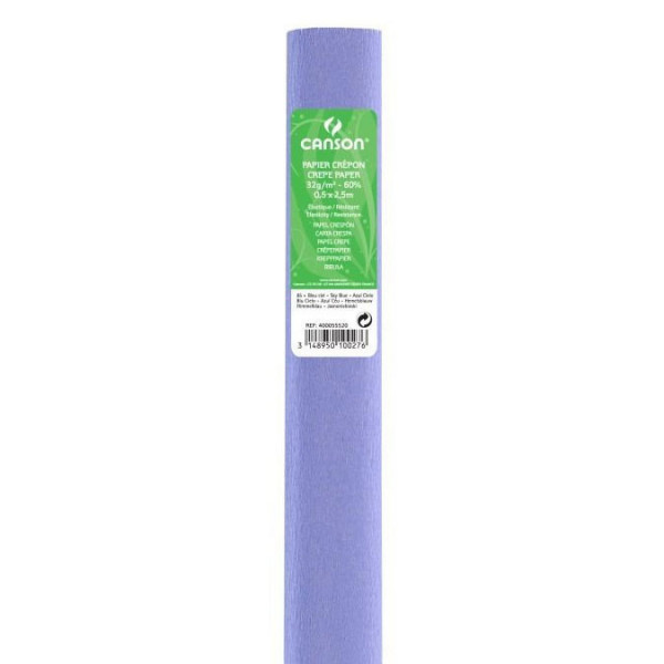Papier crépon en rouleau 60% 2.50 x 0.50m Bleu ciel