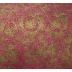 Papier Lokta 50 x 70 cm 150 g/m² Fleurs dorées sur Fushia