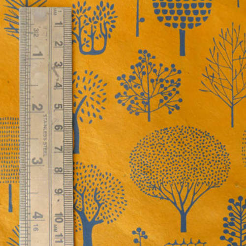 Papier Lokta Imprimé 50 x 75 cm Forêt orange