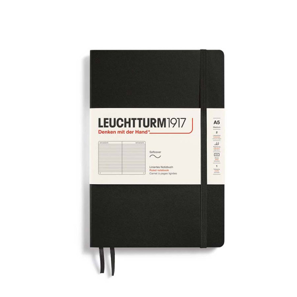 Carnet de notes Souple A5 14,5 x 21 cm Ligné - Noir