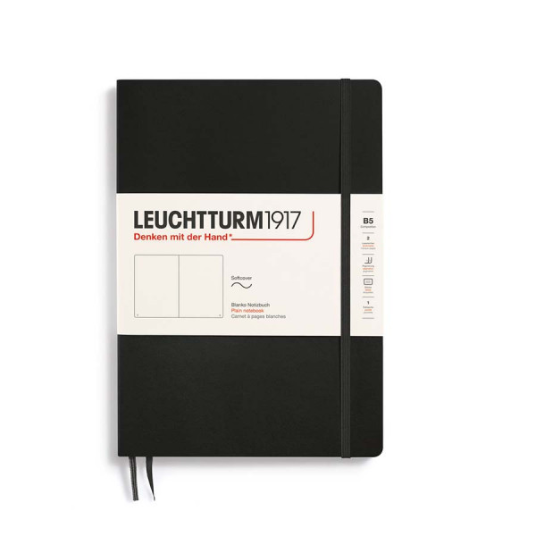 Carnet de notes Souple B5 17,8 x 25,4 cm Uni - Noir