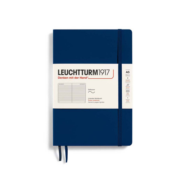 Carnet de notes Souple A5 14,5 x 21 cm Ligné - Bleu marine