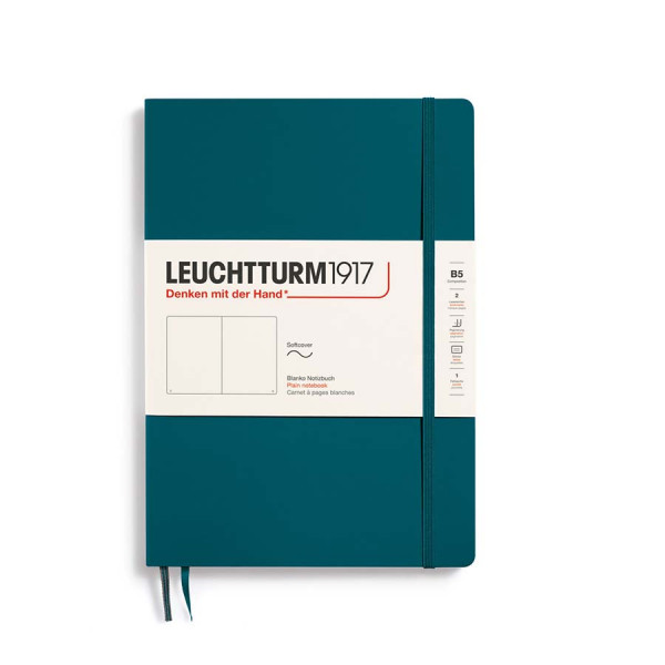 Carnet de notes Souple B5 17,8 x 25,4 cm Uni - Pacific Green